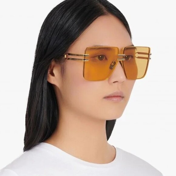 Balmain Women Sunglasses Gold Black Amber Square GENDARME BPS-109A-66 BRAND NEW main image 4